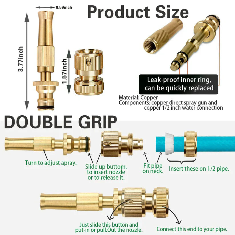 Heavy-Duty Brass Water Spray Nozzle Attachment
