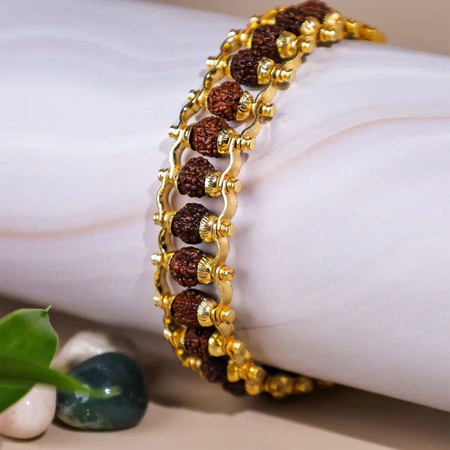 Panchmukhi Energy Gold-Plated Rudraksha Bracelet - @Just Rs. 299/-