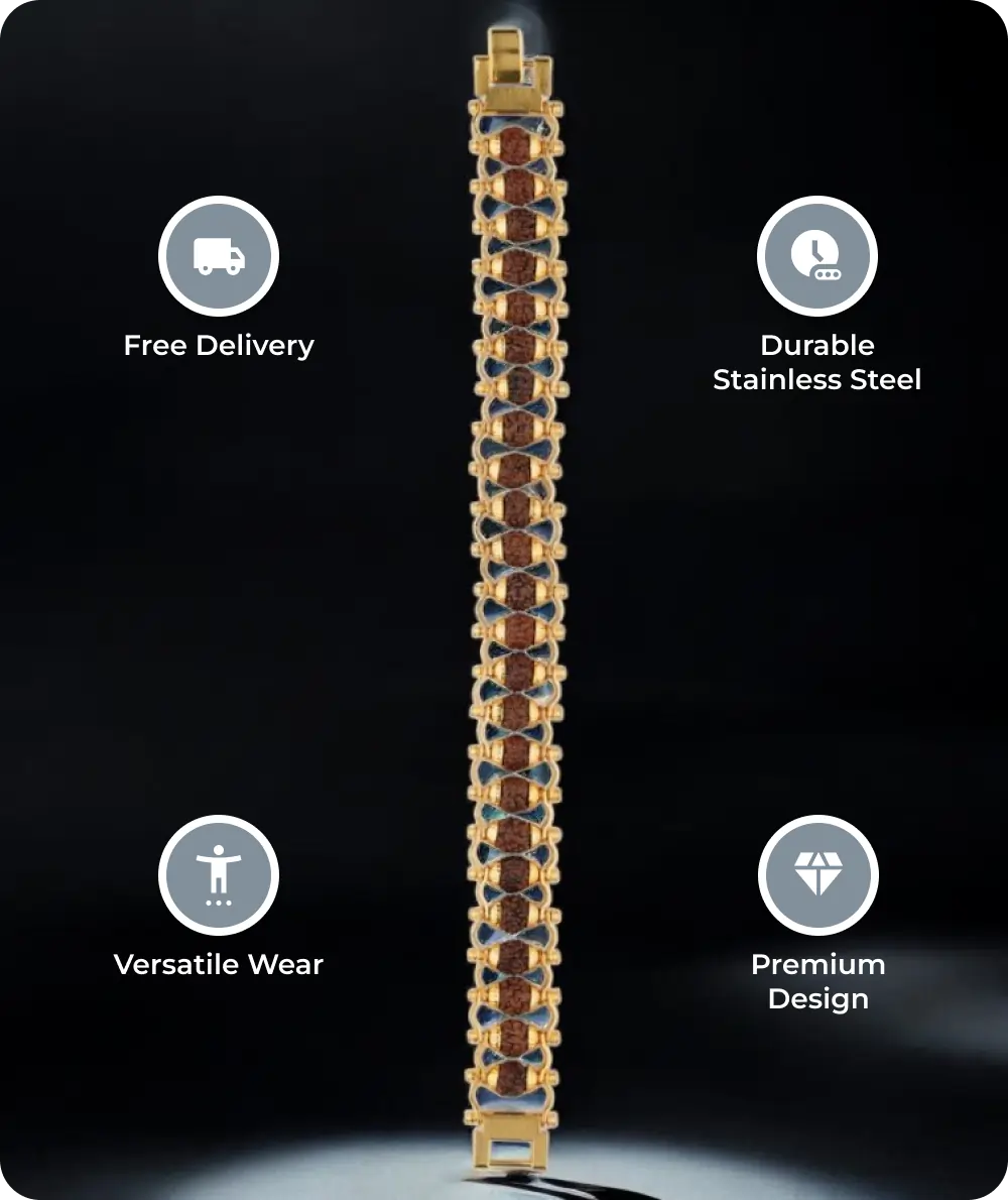 Panchmukhi Energy Gold-Plated Rudraksha Bracelet - @Just Rs. 299/-