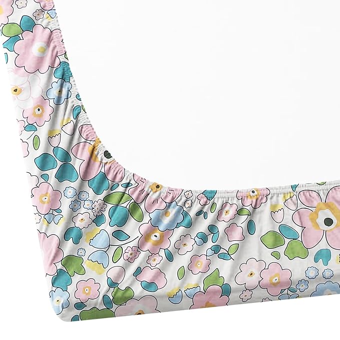 Cotton Feel Glace Cotton Elastic Fitted Printed King Size Double Bed Bedsheet with 2 Pillow Covers