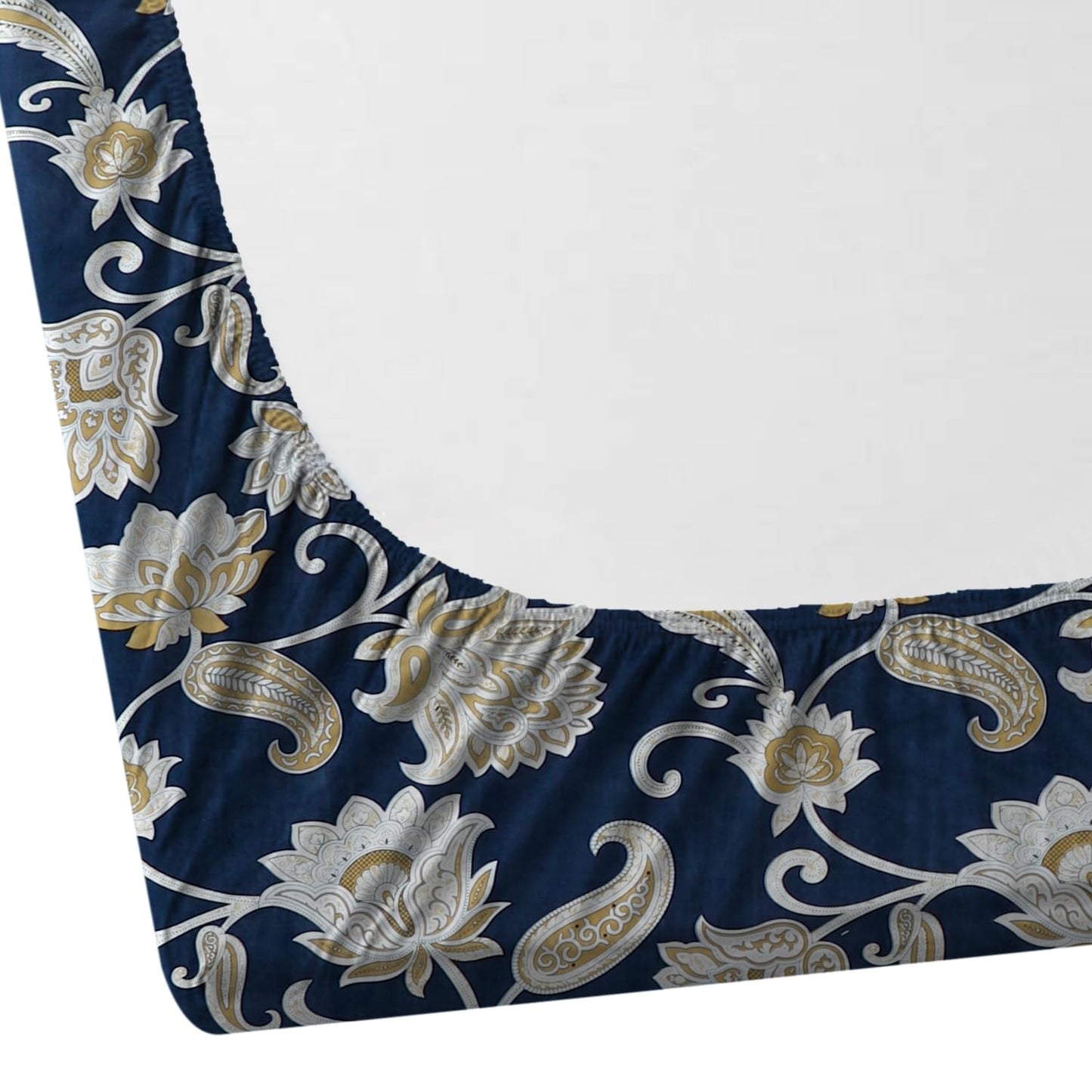 Cotton Feel Glace Cotton Elastic Fitted Printed King Size Double Bed Bedsheet with 2 Pillow Covers