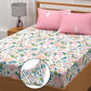 Cotton Feel Glace Cotton Elastic Fitted Printed King Size Double Bed Bedsheet with 2 Pillow Covers