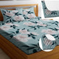 Cotton Feel Glace Cotton Elastic Fitted Printed King Size Double Bed Bedsheet with 2 Pillow Covers
