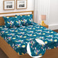 Cotton Feel Glace Cotton Elastic Fitted Printed King Size Double Bed Bedsheet with 2 Pillow Covers