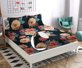 Cotton Feel Glace Cotton Elastic Fitted Printed King Size Double Bed Bedsheet with 2 Pillow Covers