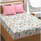 Cotton Feel Glace Cotton Elastic Fitted Printed King Size Double Bed Bedsheet with 2 Pillow Covers