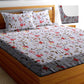 Cotton Feel Glace Cotton Elastic Fitted Printed King Size Double Bed Bedsheet with 2 Pillow Covers