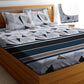 Cotton Feel Glace Cotton Elastic Fitted Printed King Size Double Bed Bedsheet with 2 Pillow Covers
