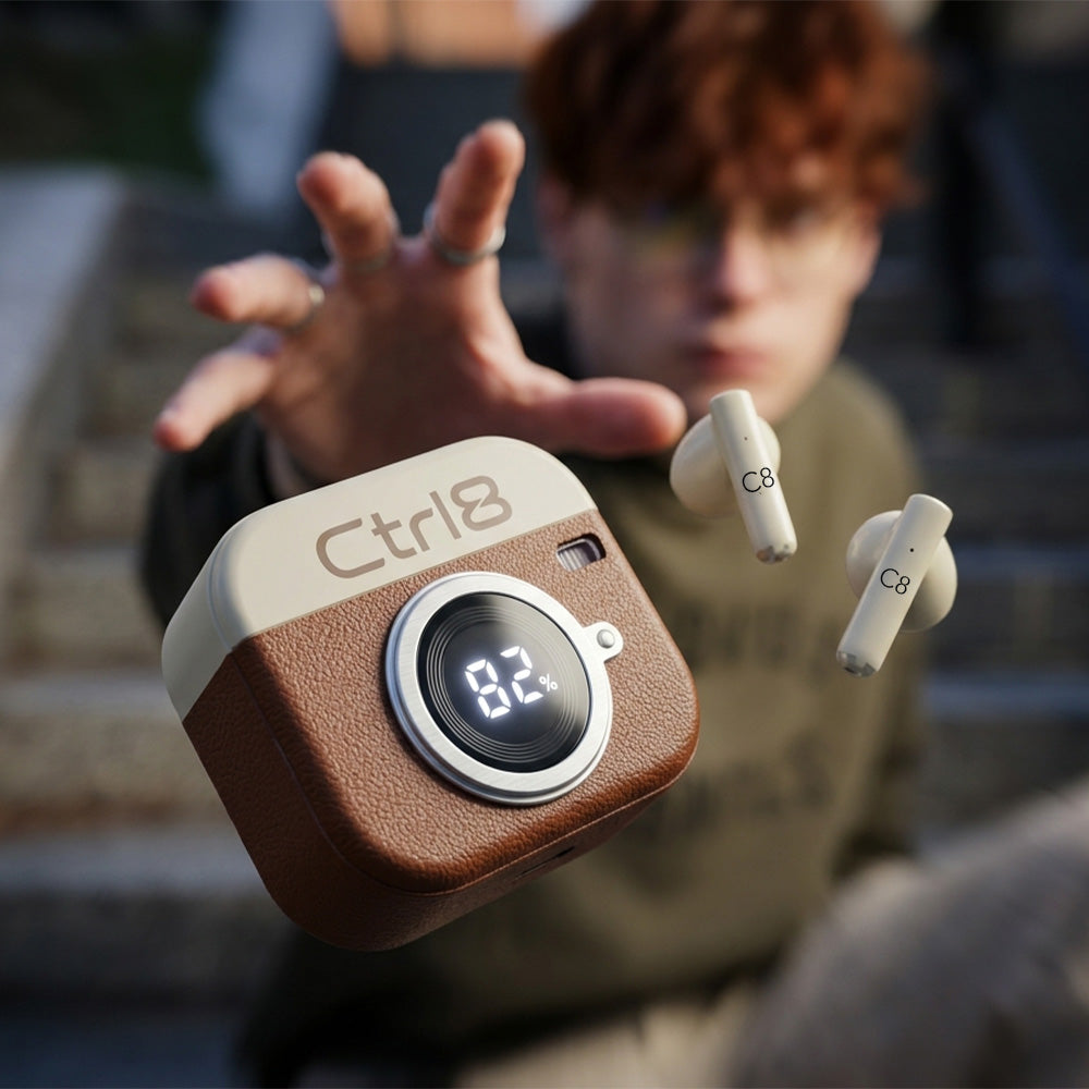 Ctrl8_Q86_Pro Wireless Earbuds With Leather Body & LED Display Case