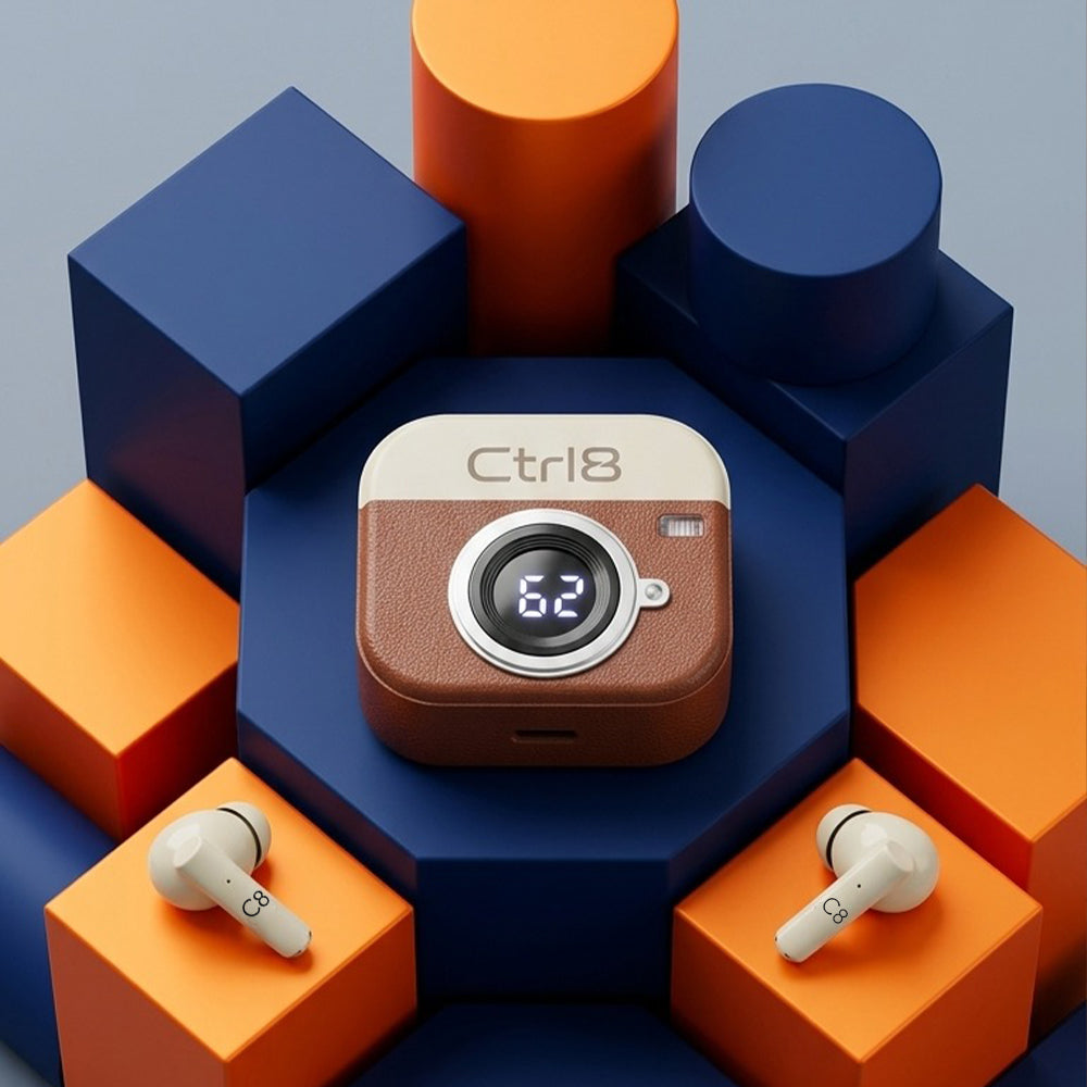 Ctrl8_Q86_Pro Wireless Earbuds With Leather Body & LED Display Case