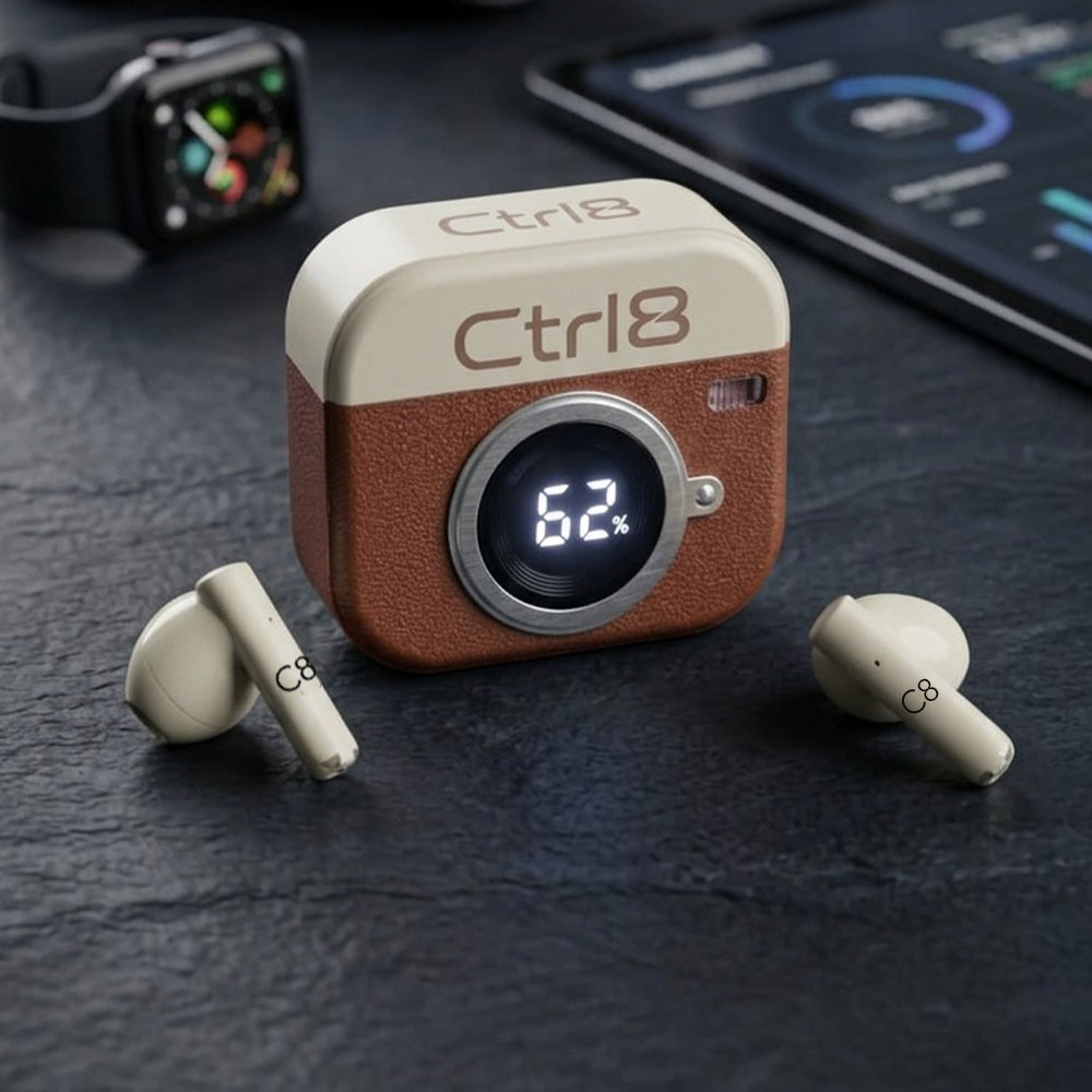 Ctrl8_Q86_Pro Wireless Earbuds With Leather Body & LED Display Case