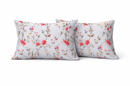 Cotton Feel Glace Cotton Elastic Fitted Printed King Size Double Bed Bedsheet with 2 Pillow Covers