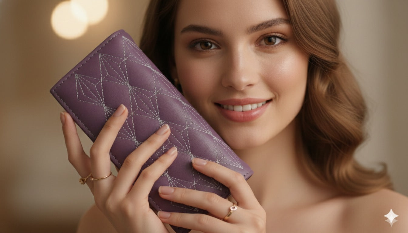 Women's Faux Leather diamond-stitch Wallet